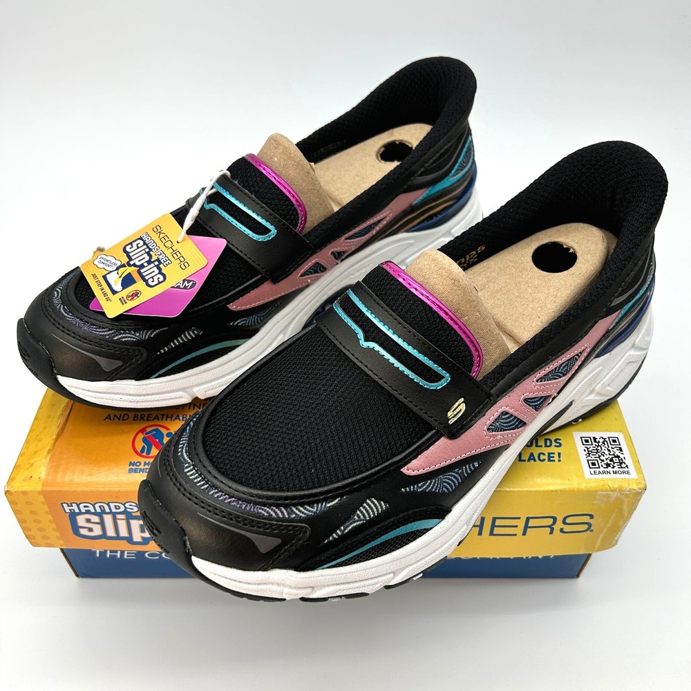 Skechers Slip-ins Stamina Sport Chrome Muse Womens Sneakers Sz. 9 Black Pink NEW - Picture 6 of 7